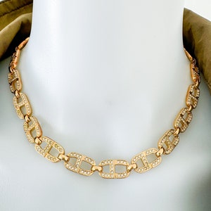 Vintage Christian Dior Necklace, Chain Necklace Gold, Choker Necklace Gold, Charm Necklace, Bridesmaid Necklace Dior CD Logo Choker Necklace