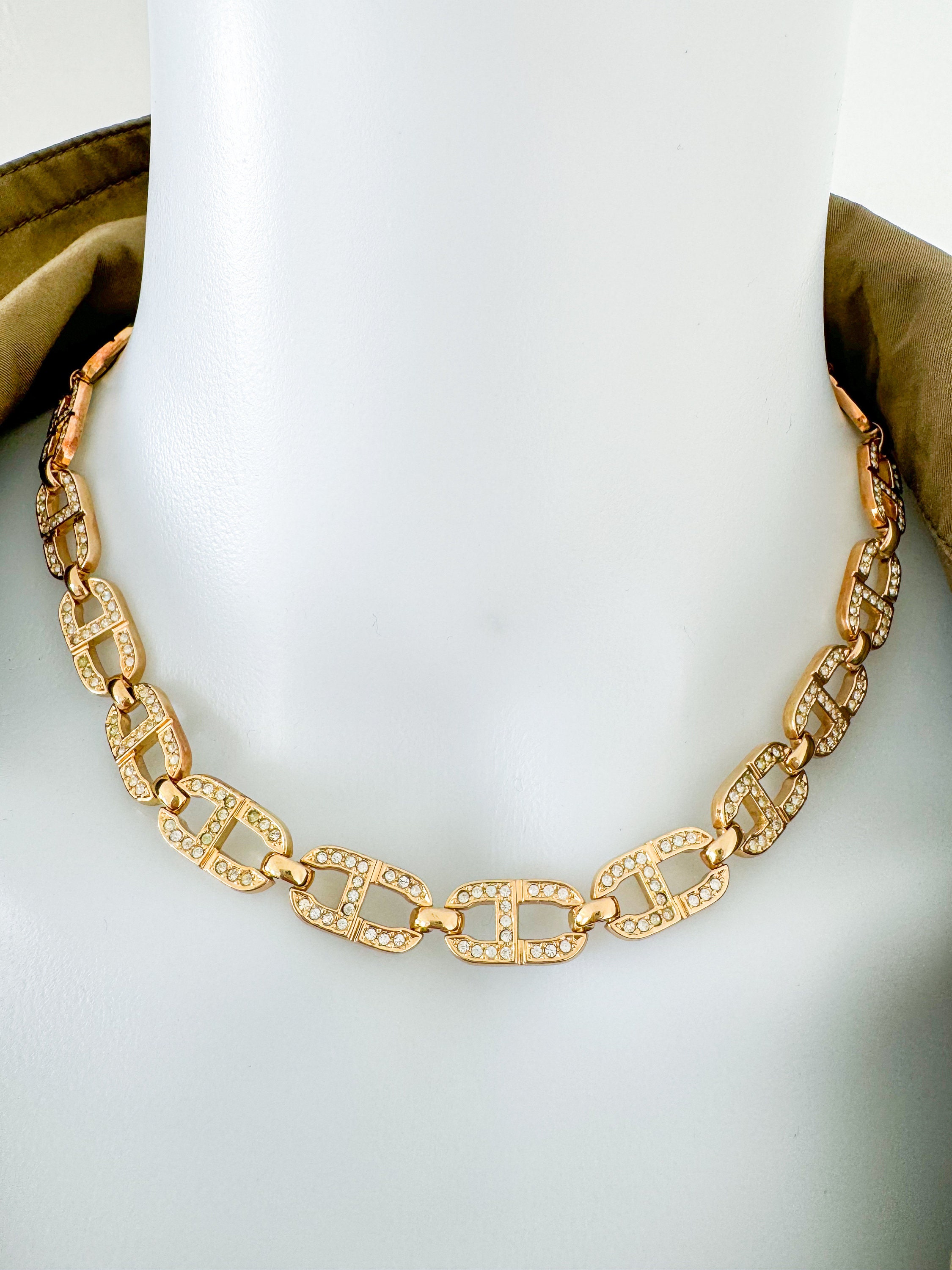 Vintage Christian Dior Necklace, Chain Necklace Gold, Choker Vintage Christian Dior Necklace, Chain Necklace Gold, Choker
