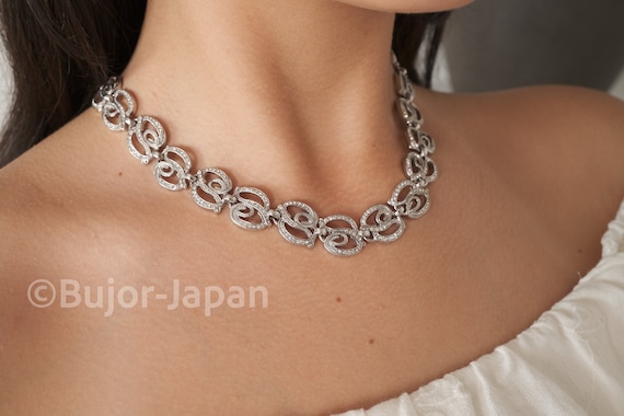 Vintage Christian Dior Choker Necklace & Earrings: CD Logo Rhinestone Set