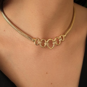 Vintage Christian Dior Necklace, Dior Chain Necklace, Dior Tubogas necklace Snake chain  Necklace, Gift for her, gold zipper choker