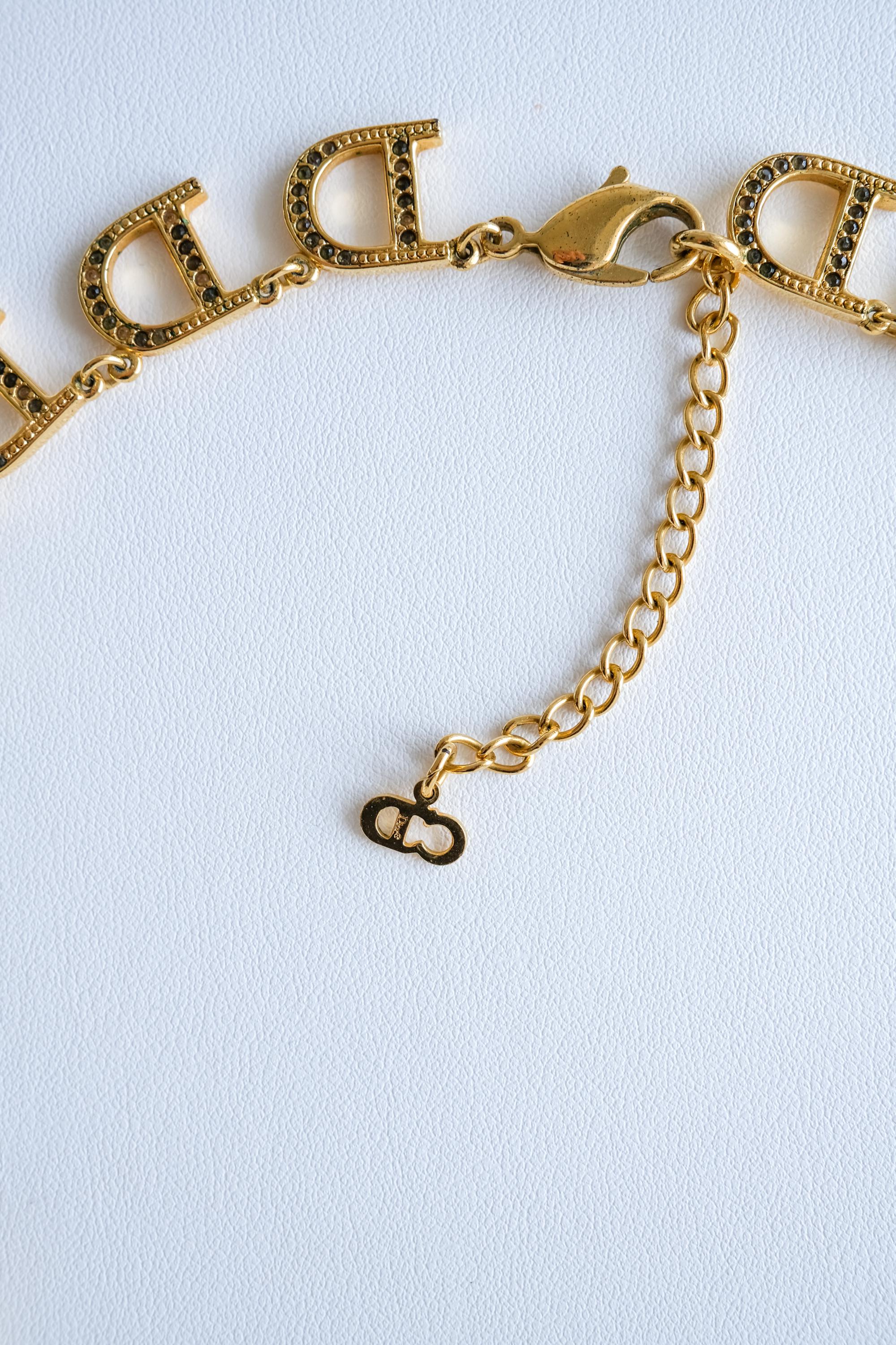 Vintage Christian Dior Choker: Gold CD Logo Charm Necklace - Etsy