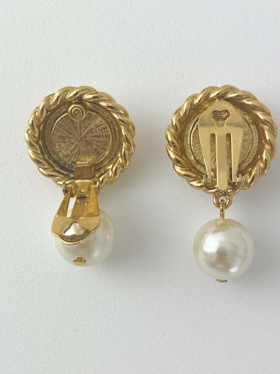 Vintage Moschino Earrings, Gold Tone Earrings, Dr… - image 6