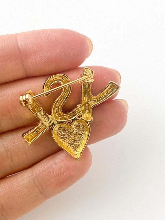 BujorJapan Vintage Ysl Yves Saint Laurent Brooch Pin, Ysl Logo Brooch, Gold Tone Brooch Pin, Vintage Jewelry, Jewelry Brooch, Jewelry for Women