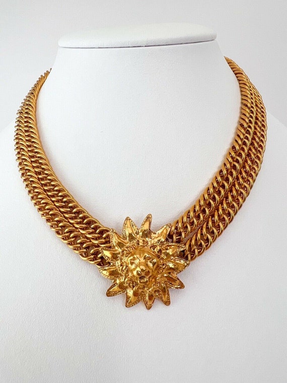 Vintage Chanel Necklace, Made in France, Lion Motif Charm Necklace 
