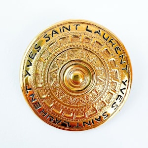 Vintage YSL Yves Saint Laurent Brosche, goldfarbene Brosche, Medaillon Brosche, Unisex Brosche, Vintage Schmuck, Vintage Schmuck Gold