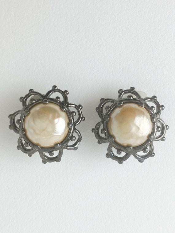 Vintage Karl Lagerfeld Earrings, Floral Earrings, Pea… Gem