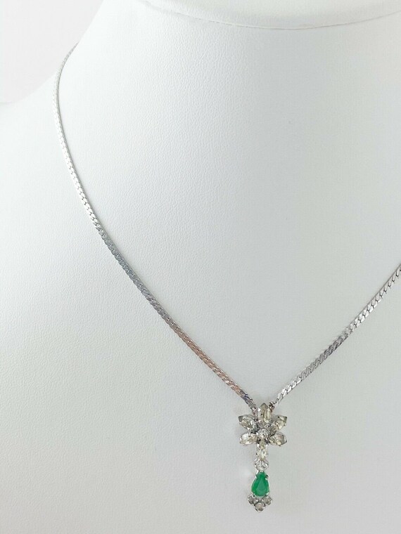 Vintage Dainty Christian Dior Germany Necklace, Silv… Gem