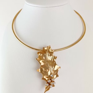 Vintage YSL Yves Saint Laurent Brosche Pin, Blatt Brosche Pin Anhänger 2 Möglichkeiten, Vintage Strass, Gold Ton Brosche, Schmuck Brosche