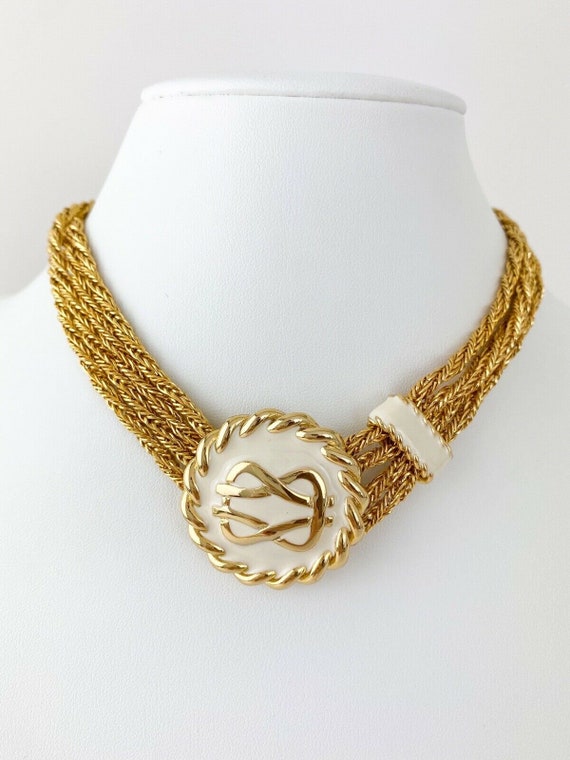 Vintage HR Helena Rubinstein Necklace, Gold Tone … - image 2