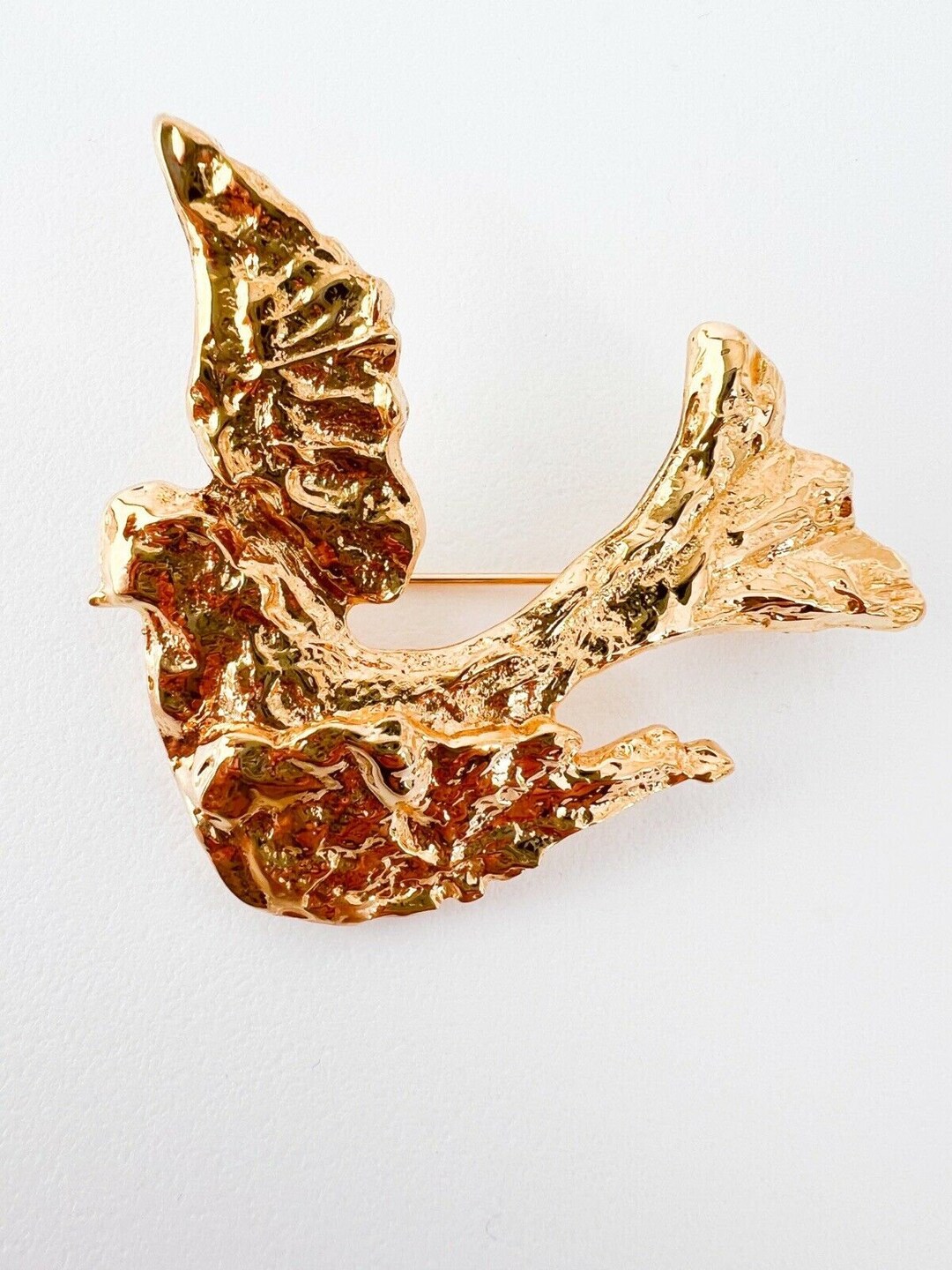 Vintage YSL Yves Saint Laurent Brooch Pin, Bird Motif Dove Brooch Pin, Gold Tone Brooch, Jewelry