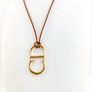 Vintage Christian Dior Necklace, Choker Necklace Gold, Leather Gift, Necklace Unisex, Gift for her, Gift for him