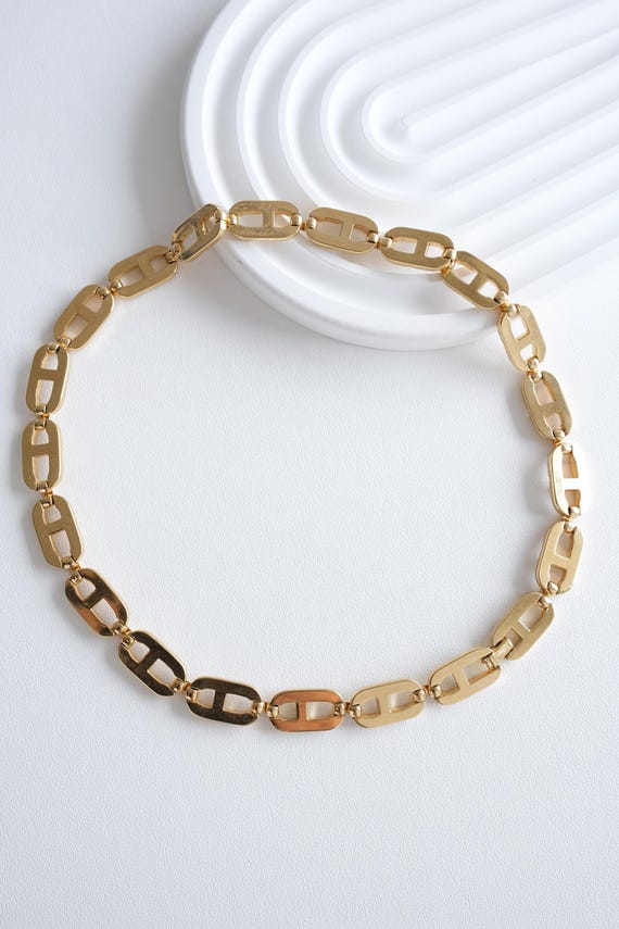 Vintage Christian Dior Gold Choker Necklace With CD Logo