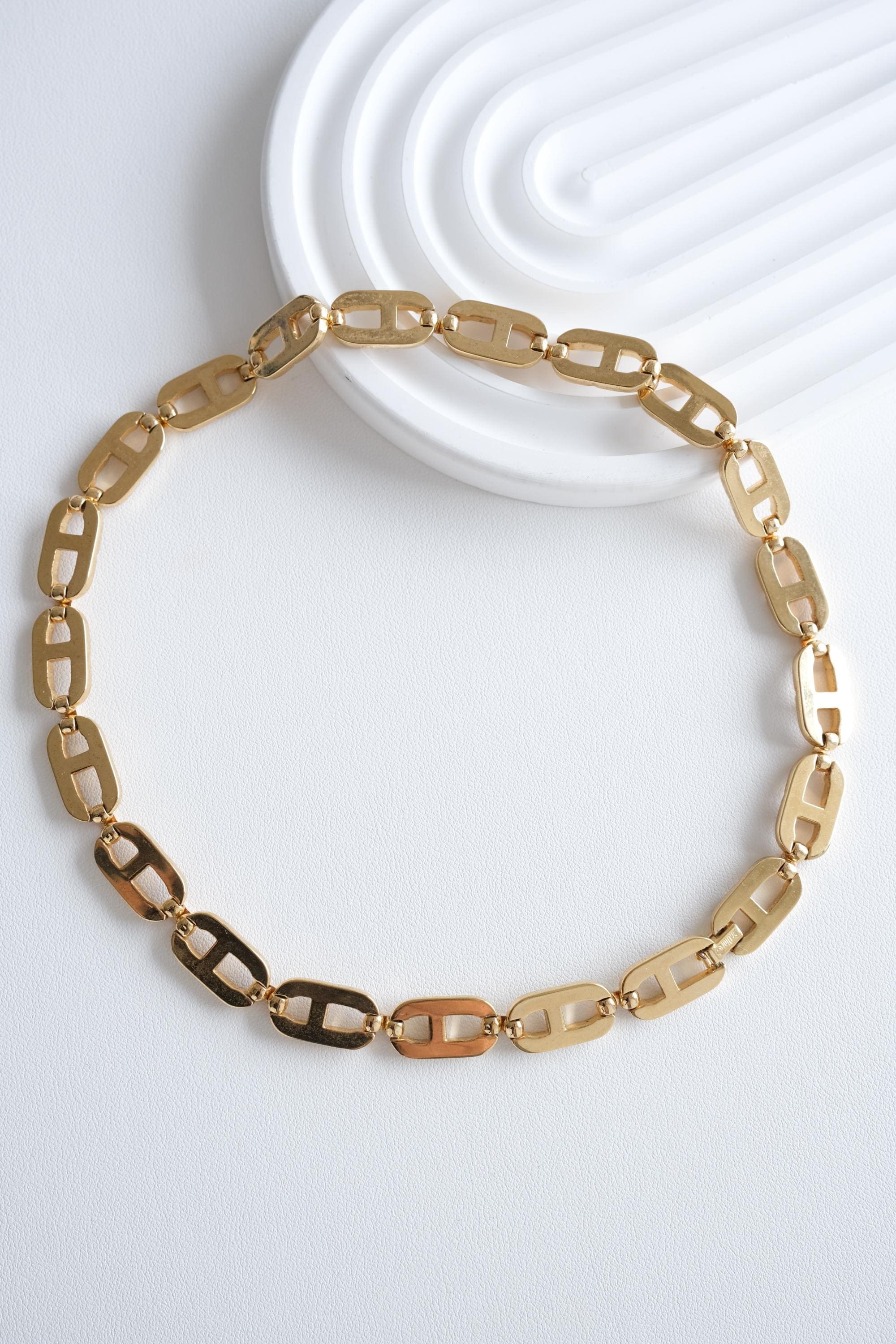 Vintage Christian Dior Gold Choker Necklace With CD Logo