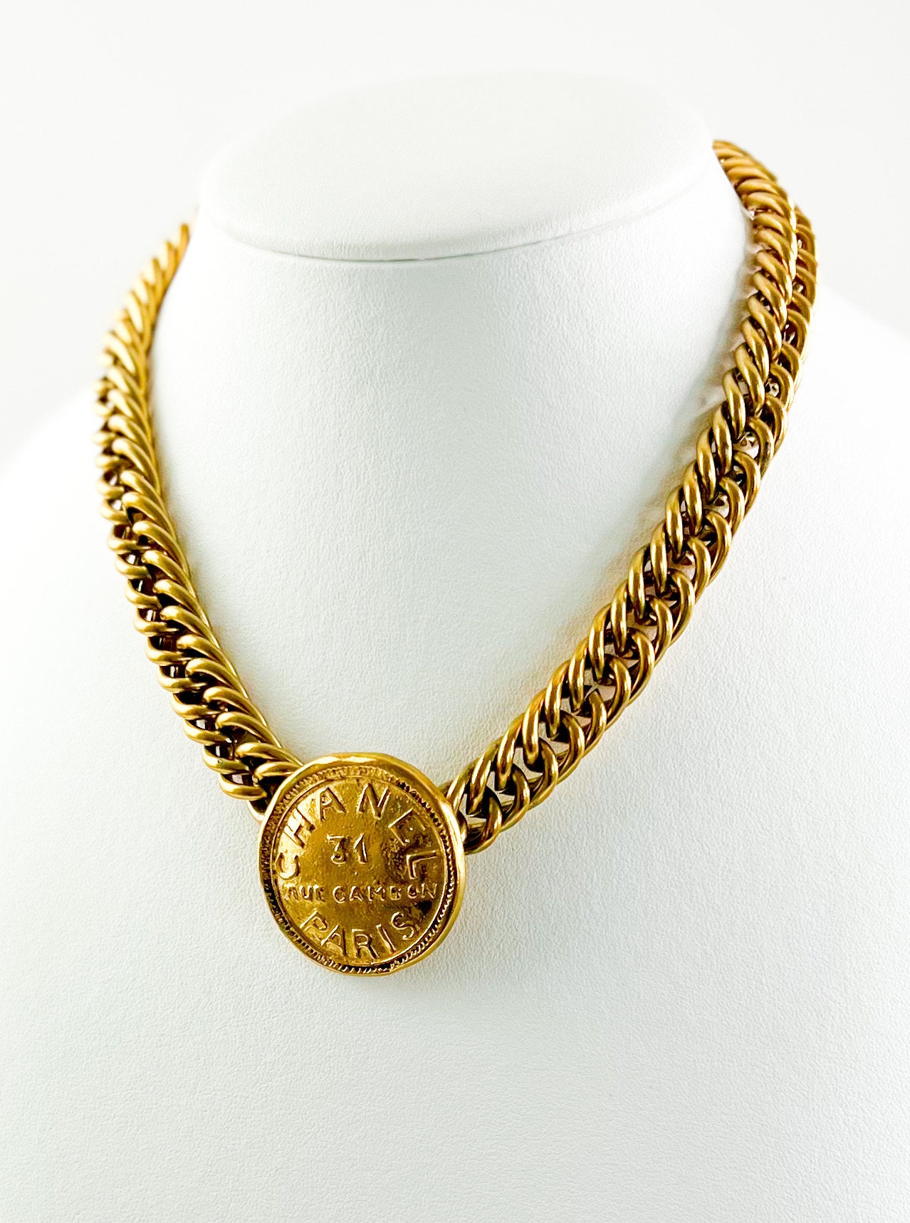 Vintage Chanel Gold Long Triple CC Logo Pendant Necklace – Recess