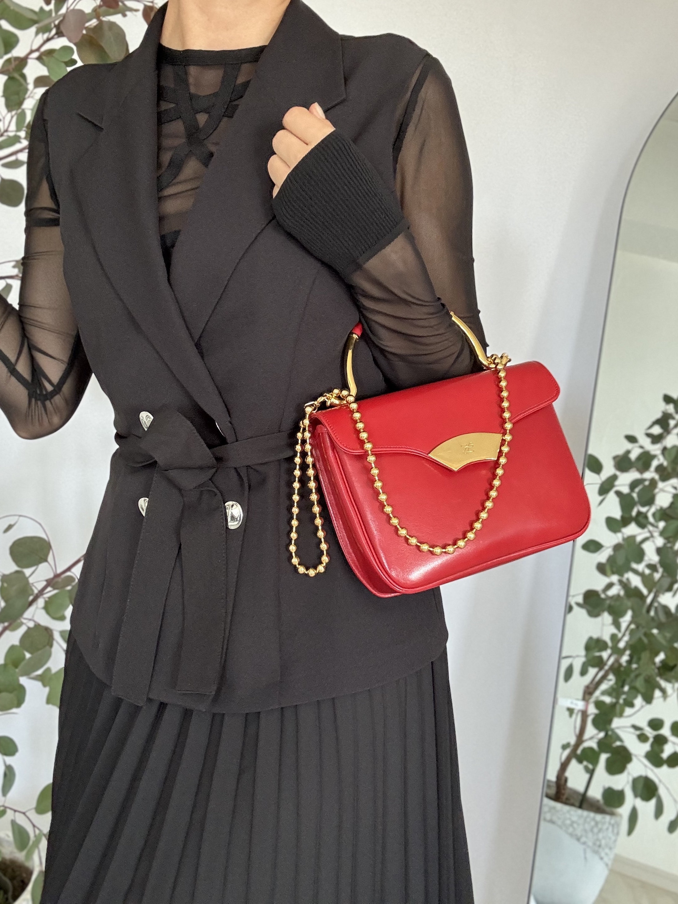 Vintage Karl Lagerfeld tas rode leren tas 3Ways tas vintage