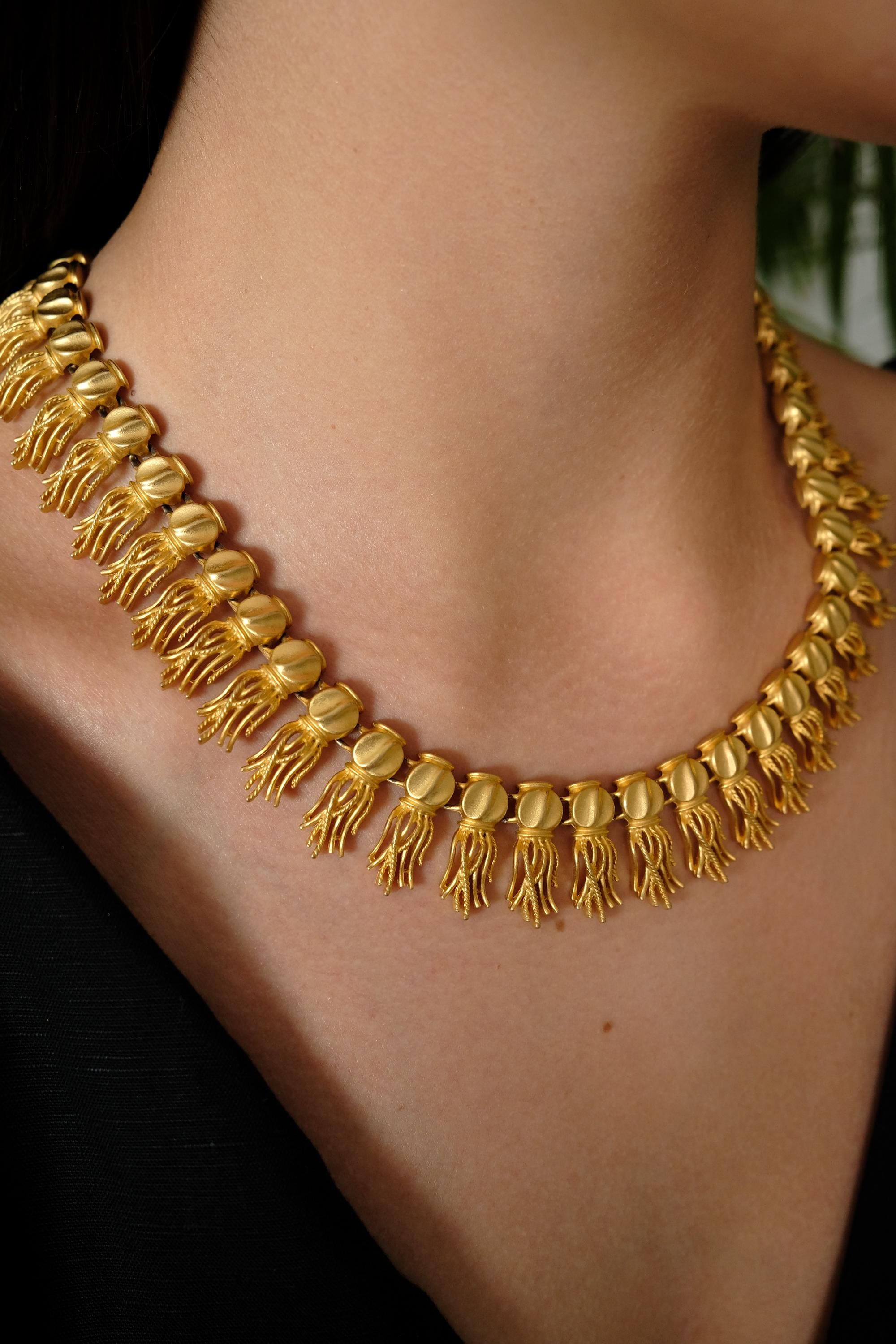 Vintage Givenchy Gold-plated Fringe Choker: 1980s Designer