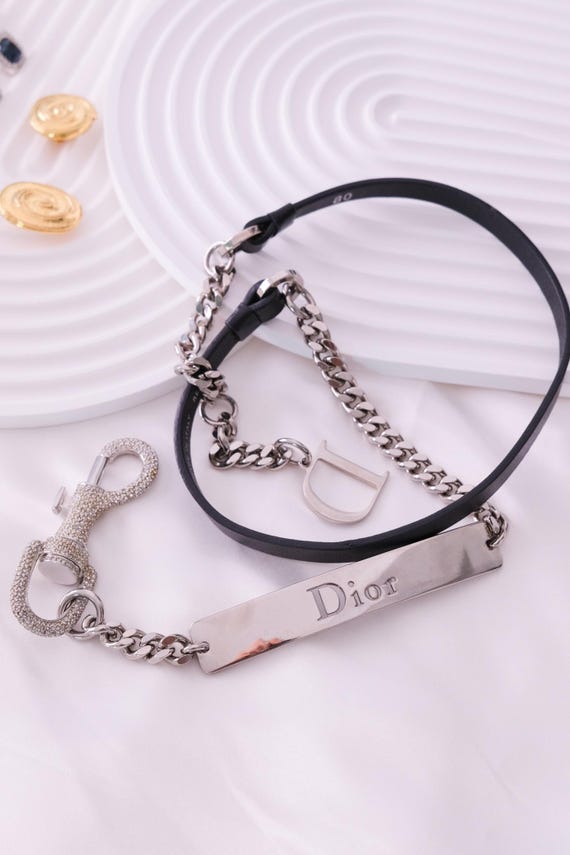 Vintage Christian Dior Silver Tone Hardcore ID Belt / Necklace