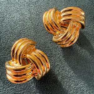 Vintage Givenchy Gold Tone Twisted Clip On Earrings
