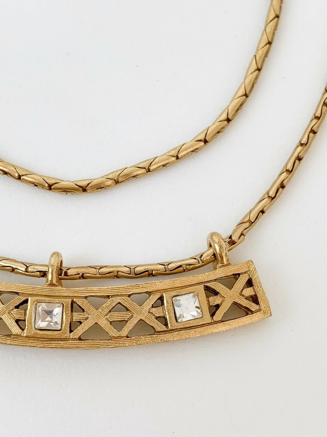 Authentic Givenchy Gold Tone Choker Necklace Vintage Crystals Etsy