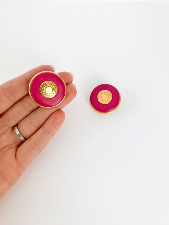 Vintage Hermes Earrings, Hermes Clip-on Earrings, Round
