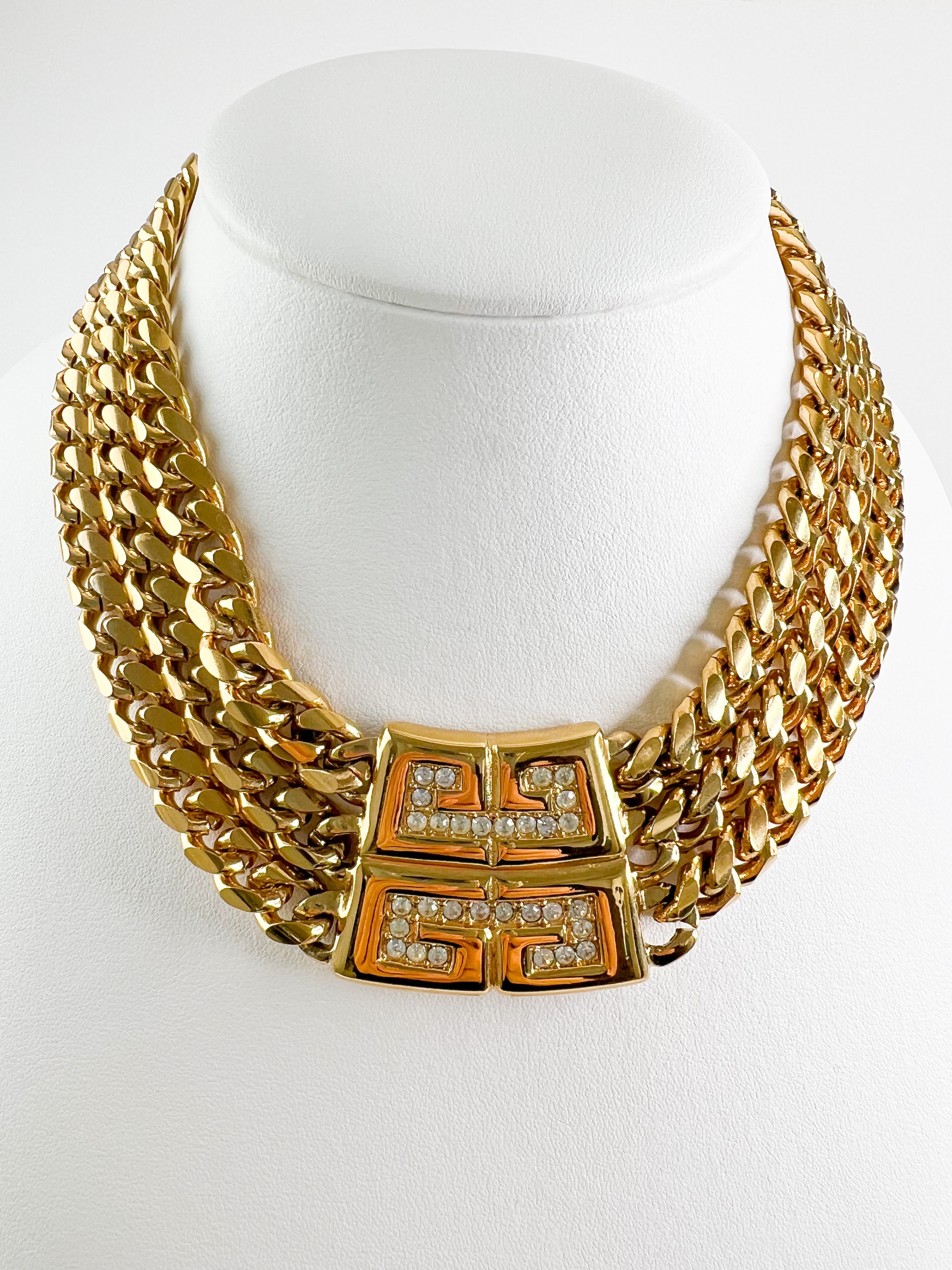 Vintage Givenchy, Gold Chunky Necklace, Choker Gold, Gold Vintage Givenchy, Gold Chunky Necklace, Choker Gold, Gold