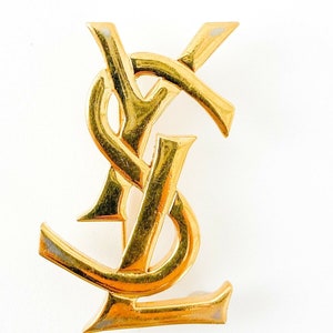 Vintage YSL Yves Saint Laurent Brooch Pin, YSL Logo Brooch, Gold Tone Brooch Pin, Vintage Jewelry, Jewelry Brooch, Jewelry for Women