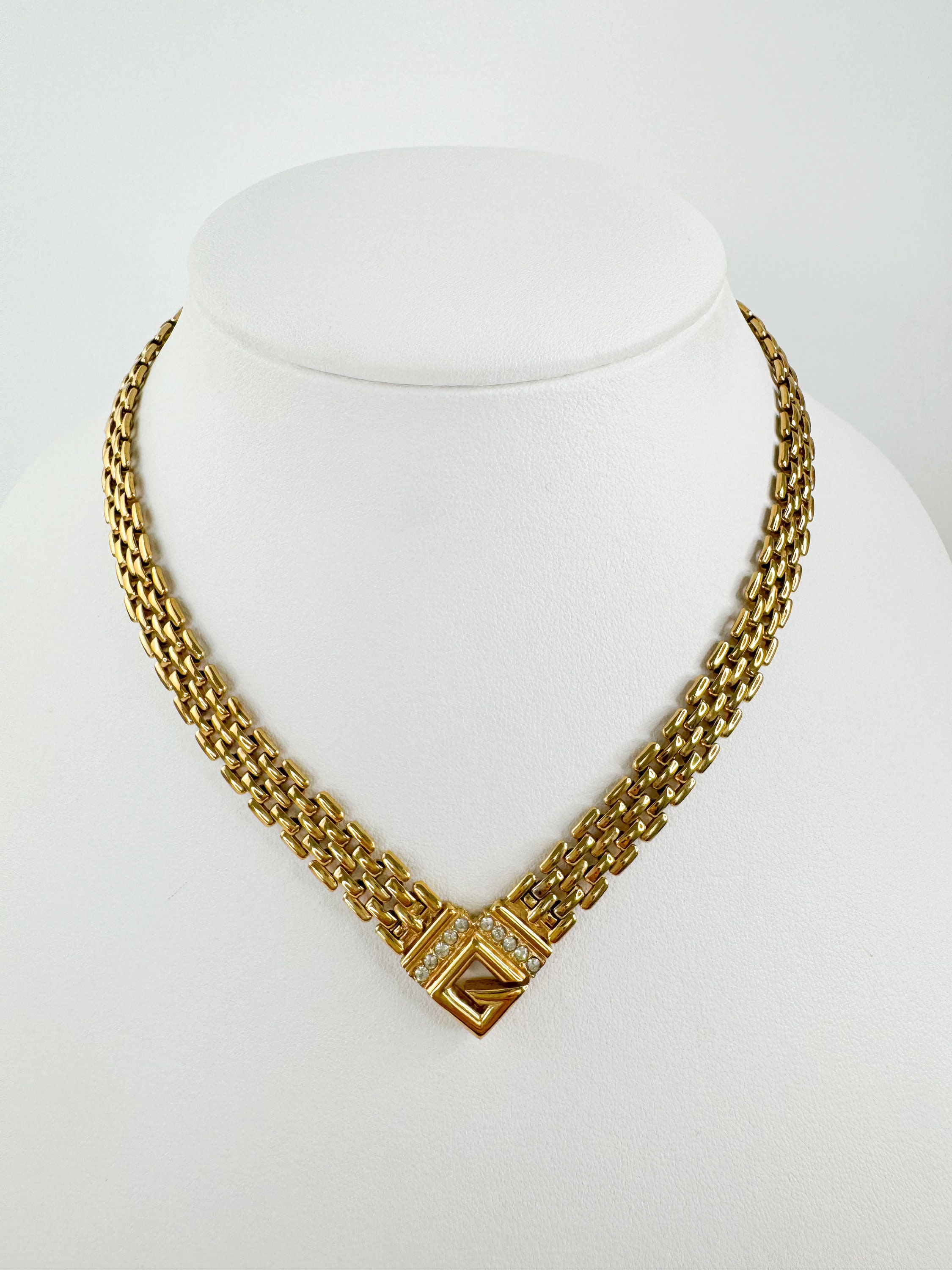Vintage Givenchy Necklace, Vintage Gold Tone Necklace, Logo
