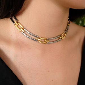 Vintage Givenchy Two-Tone Choker: 1980s Gold Silver Statement Collar