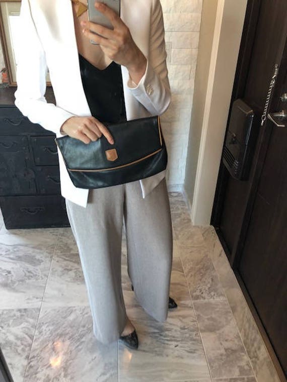 Vintage Celine Bag Clutch Bag Leather Bag Black Leather Bag
