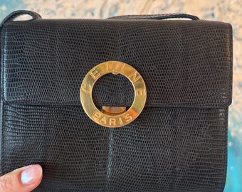 Vintage Celine Bag, Celine Paris Horse Carriage Shoulder Bag Black