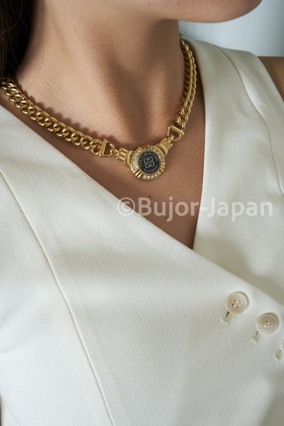 Vintage Givenchy Necklace, Givenchy Logo Charm Necklace Vintage Givenchy Necklace, Givenchy Logo Charm Necklace