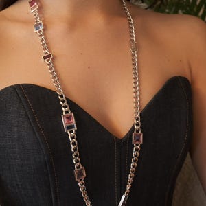 Vintage YSL Yves Saint Laurent Crystal Pendant Opera Necklace