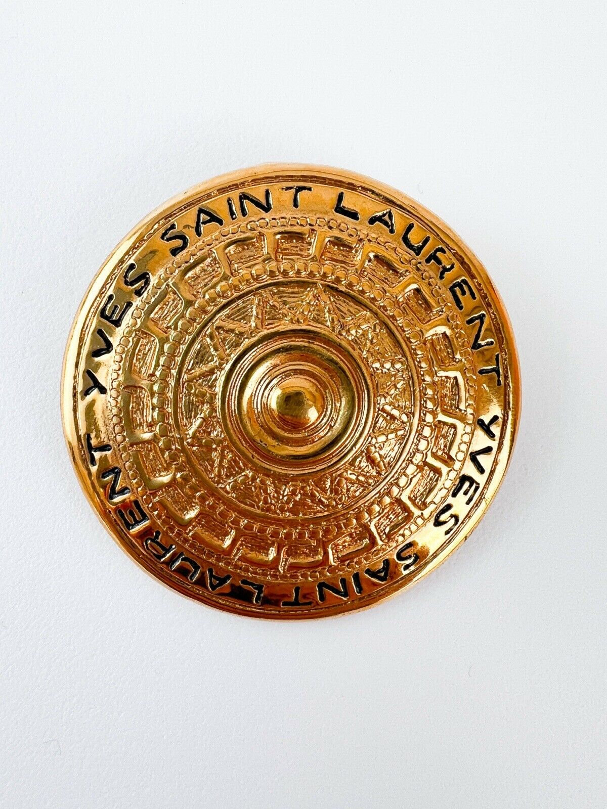 Vintage YSL Yves Saint Laurent Brooch, Gold Tone Brooch Pin Vintage YSL Yves Saint Laurent Brooch, Gold Tone Brooch Pin