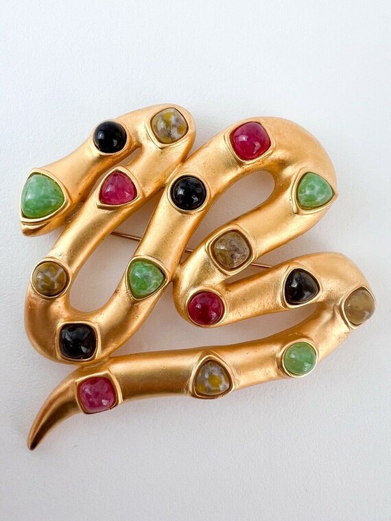 Vintage Karl Lagerfeld Brooch Pin Gold Tone Brooch Cabochon - Etsy