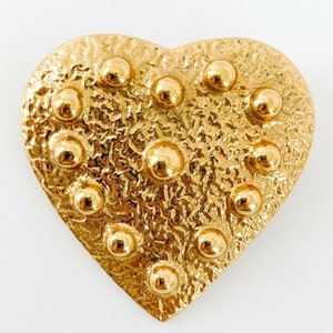 Vintage YSL Yves Saint Laurent Heart Brooch Pendant: Gold Tone Jewelry