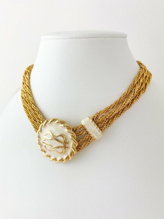 Vintage HR Helena Rubinstein Necklace, Gold Tone … - image 9