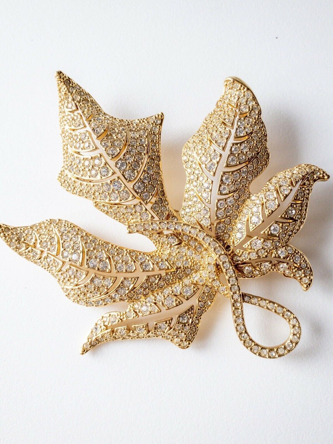 Authentic Christian Dior Massive leaf Brooch Pin Etsy