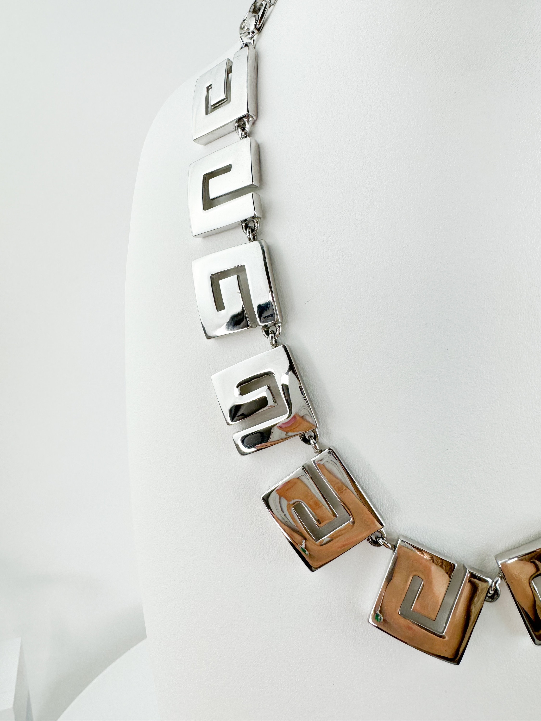 新品★ GIVENCHY G Square RingChain Necklace Givenchy Silver G Square Necklace Givenchy