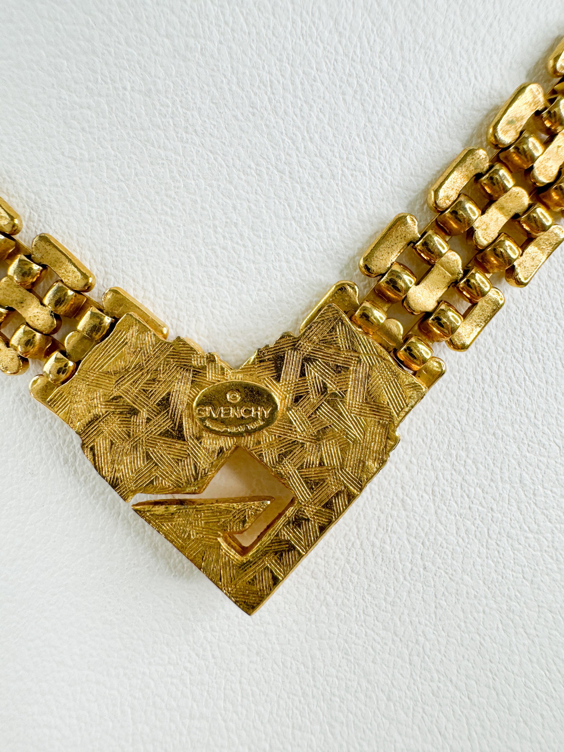Vintage Givenchy Necklace, Vintage Gold Tone Necklace, Logo