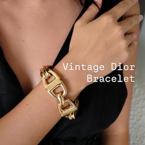 Vintage 1970s Christian Dior Gold-Plated Anchor Chain Bracelet