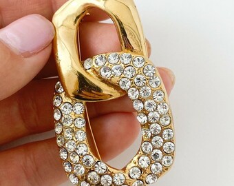 ヴィンテージ YSL ブローチ：クリスタルラインストーン付き