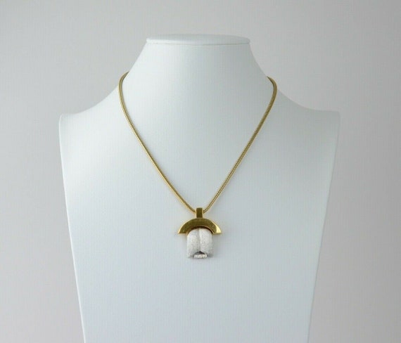 Vintage Balmain Necklace, Gold Tone Necklace, Pen… - image 1