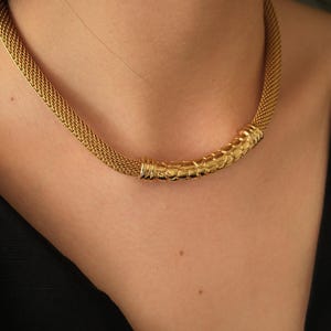 Vintage Christian Dior Necklace, Dior Chain Necklace, Dior Tubogas necklace Snake chain  Necklace, Gift for her, gold zipper choker