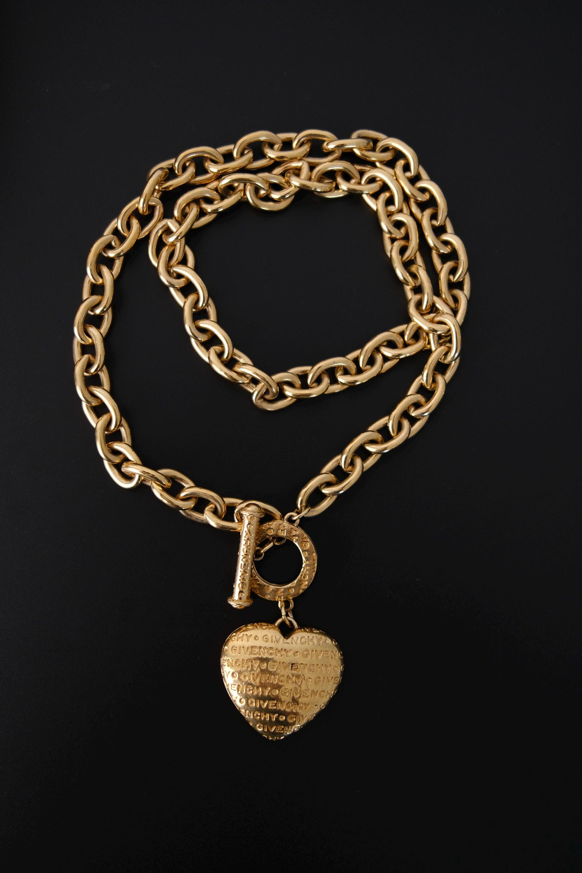 極希少 GIVENCHY 3連チェーン ハート ネックレス ヴィンテージ Y2K Vintage Givenchy Heart Pendant Necklace - Etsy