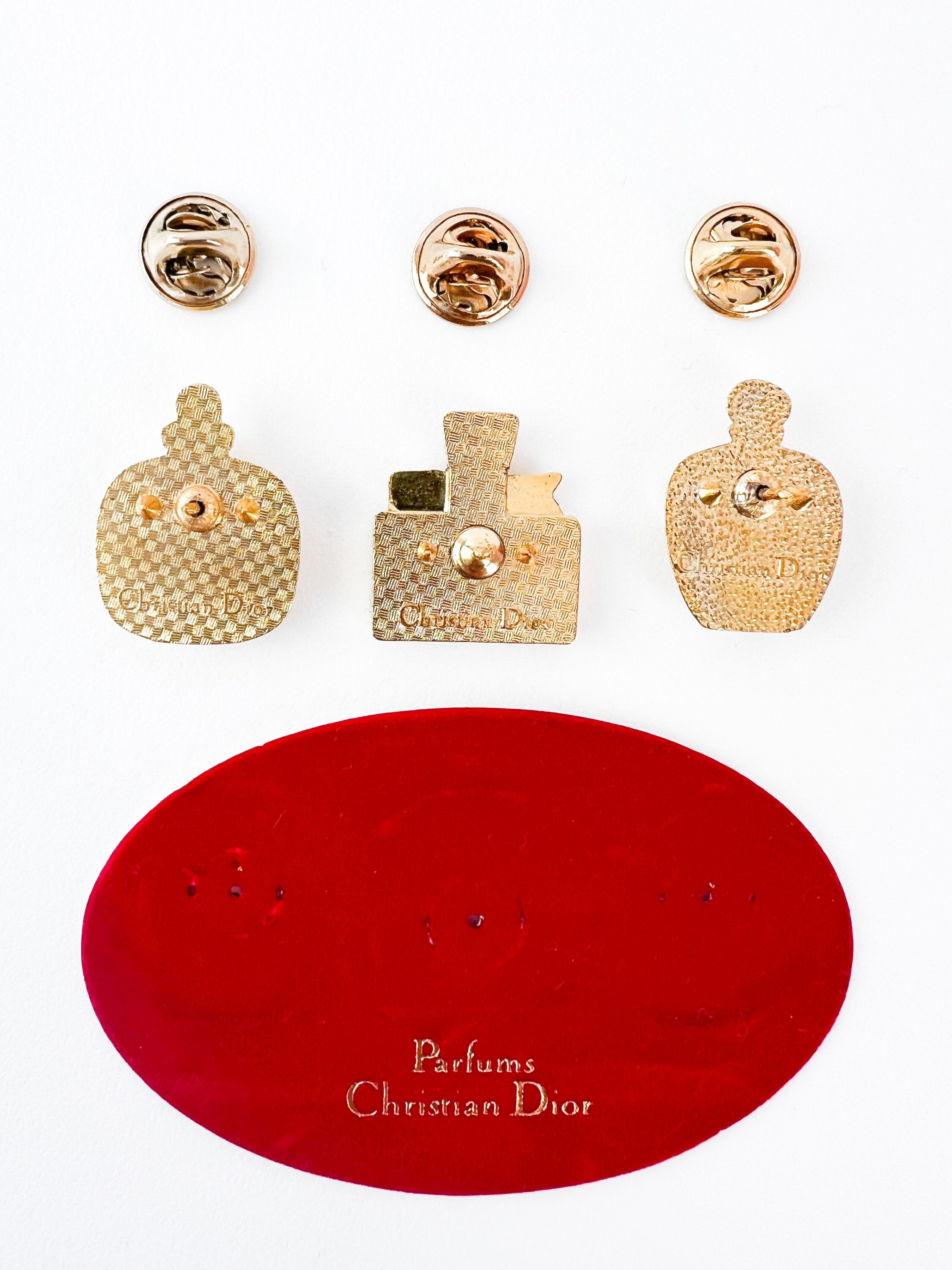 Vintage Christian Dior Brooch Pin Sets, Gold Tone Brooch Pin
