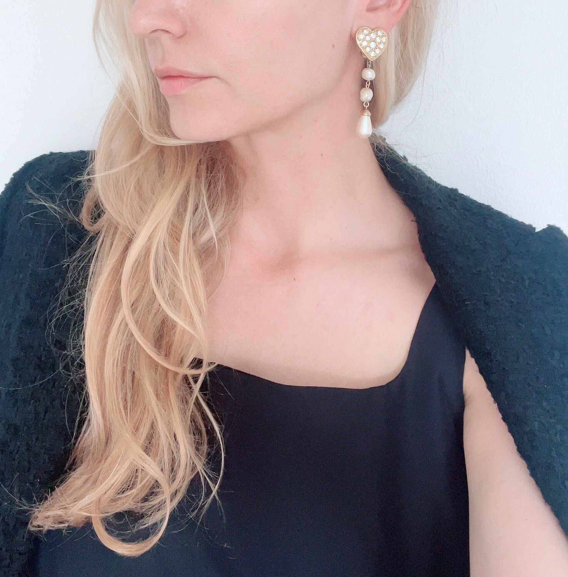 EVER FAITH Art Deco - Orecchini pendenti a forma di