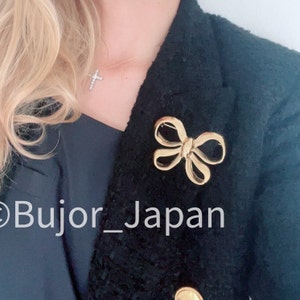 Vintage YSL Brosche Pin, Yves Saint Laurent Brosche, YSL Schmetterling Brosche Pin, YSL Schleifen Brosche Gold, Made in France, Broschen für Frauen