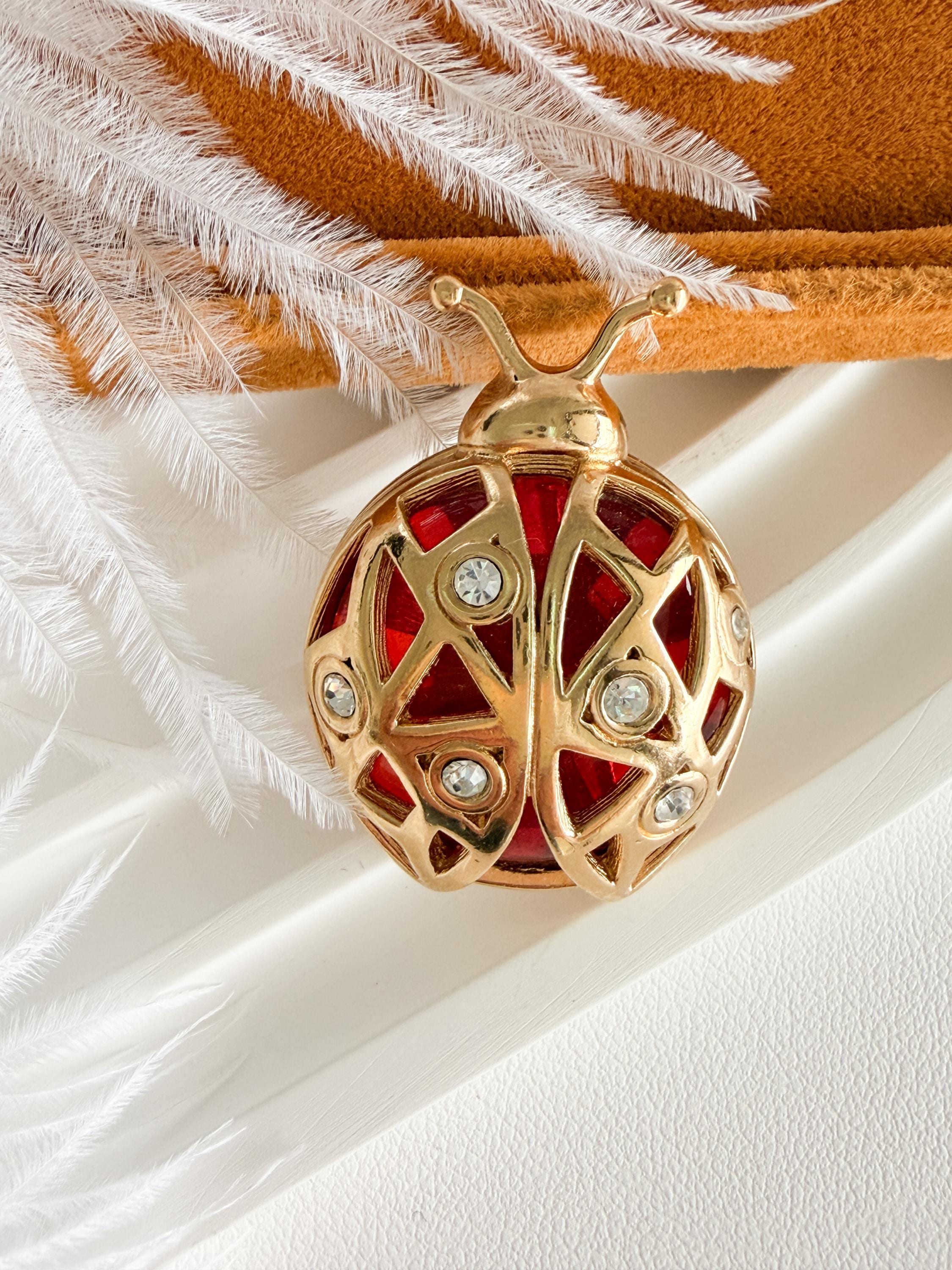 アクセサリー Christian Dior vintage brooch ladybug Vintage Christian Dior Ladybug Brooch, Gold Tone Rhinestone