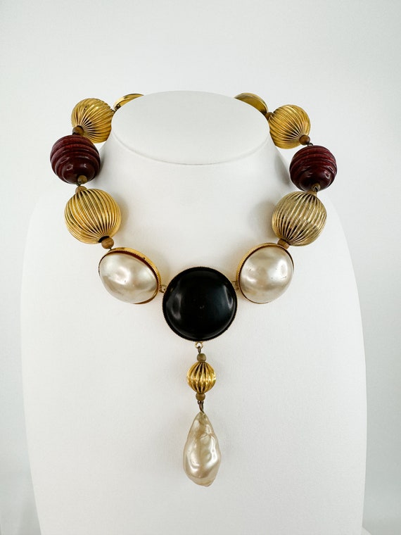 vintage YSL イヴサンローラン パール ネックレス ゴールド