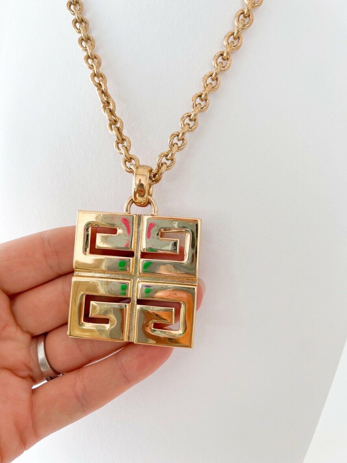 【VINTAGE HOLLYWOOD】Square Bold Chain Necklace Vintage NAPIER Necklace Gold Tone Chunky Bold Link Statement
